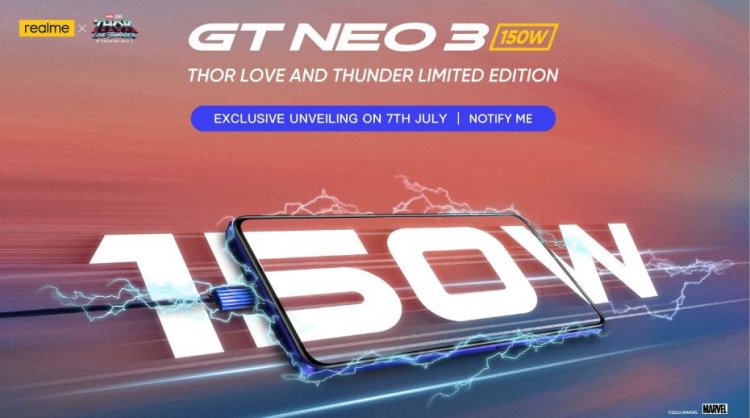 Realme GT NEO 3 150W Thor Limited Edition will be launched in India on July 7th. Leaked Color and Storage Options