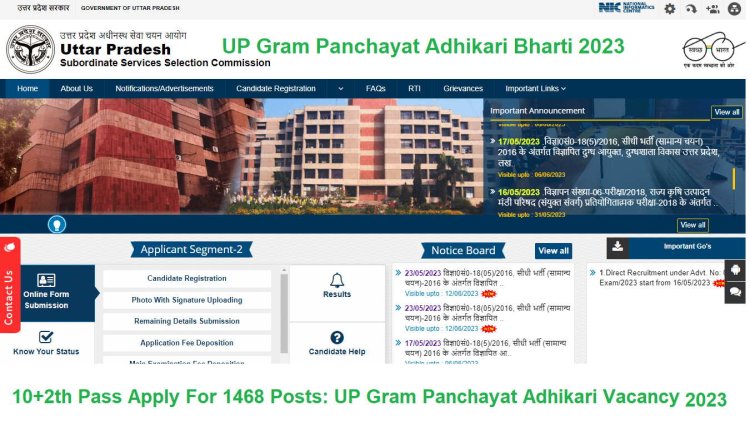 UP Gram Panchayat Adhikari Bharti 2023: UP Gram Panchayat Adhikari Vacancy 2023 10+2th Pass Apply For 1468 Posts